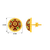 22K Gold Large Meenakari Screwback Earrings